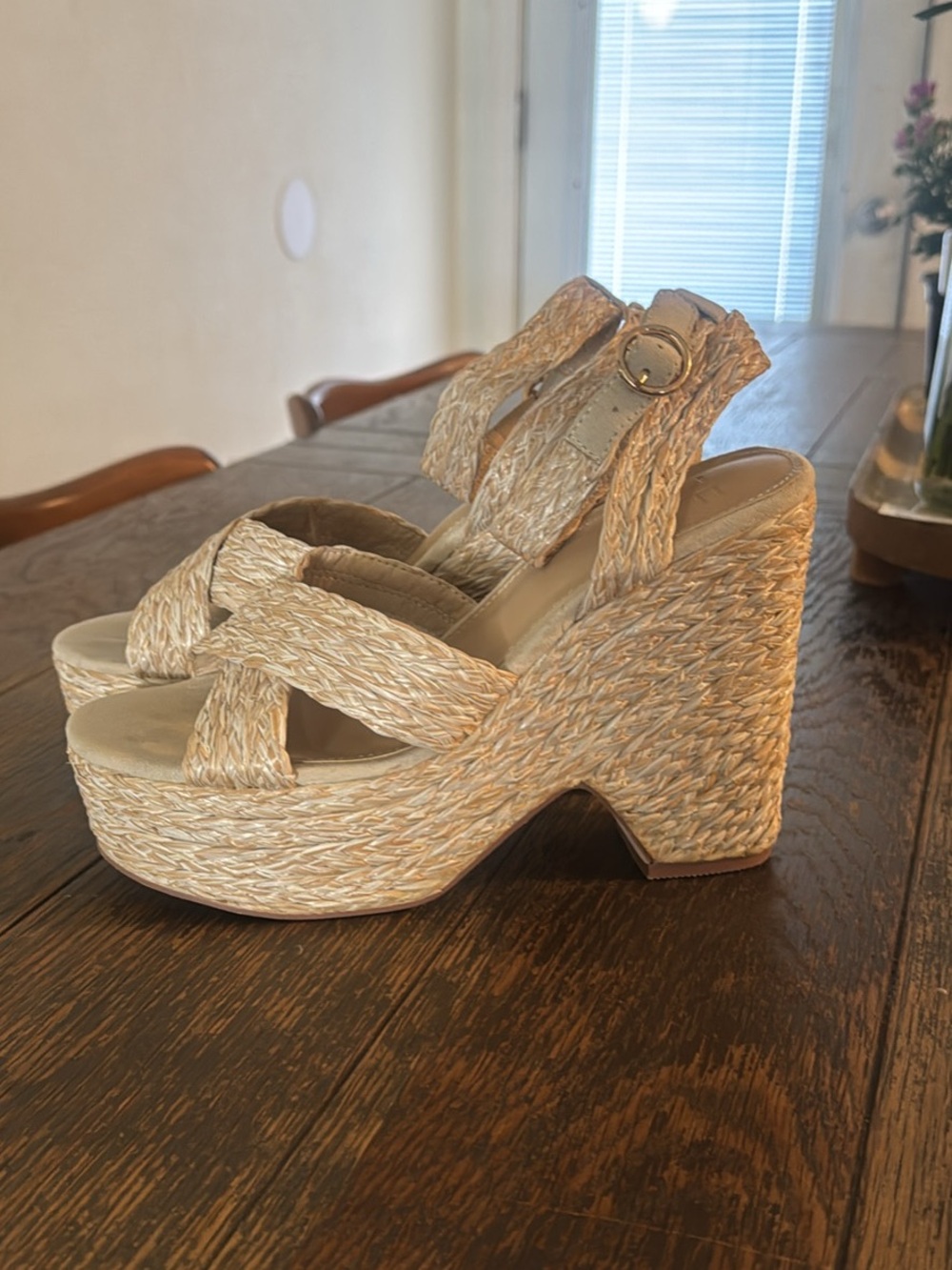 Woven Platform Espadrille Sandals - Natural
